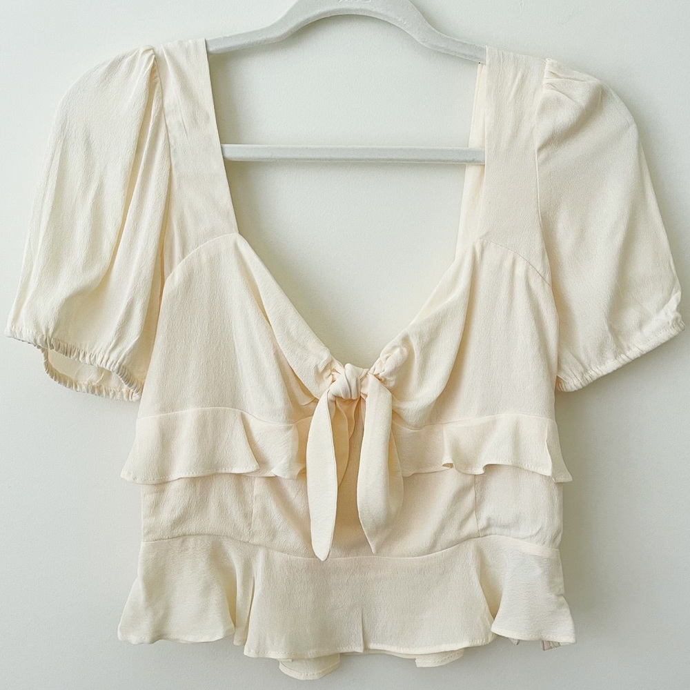 Off White/Ivory Blouse with Ribbon